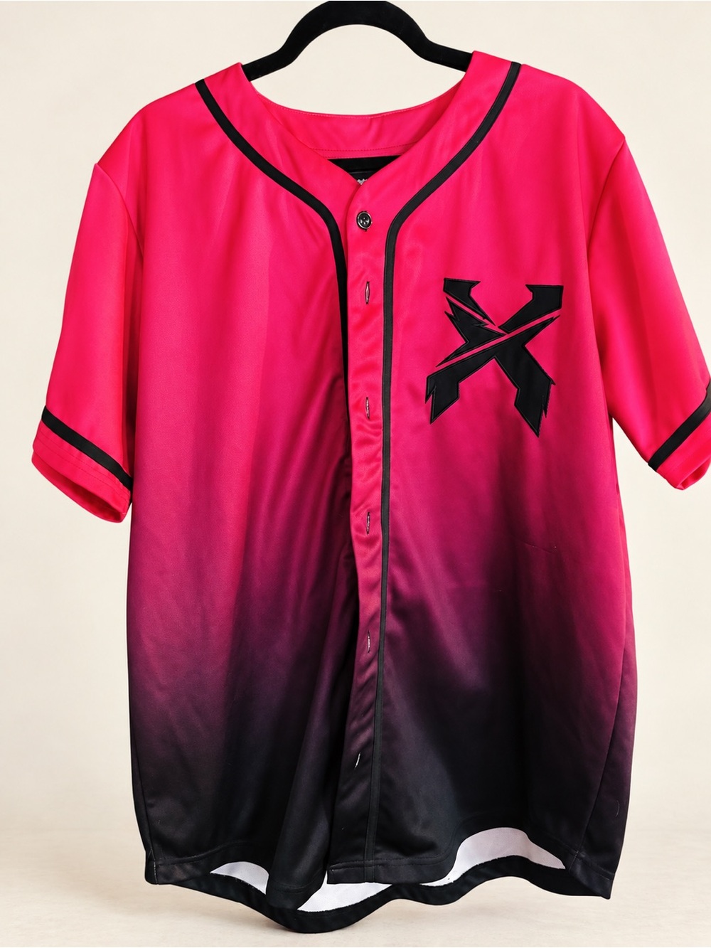 Excision Headbanger Neon Pink Black Gradient Baseball Jersey XL